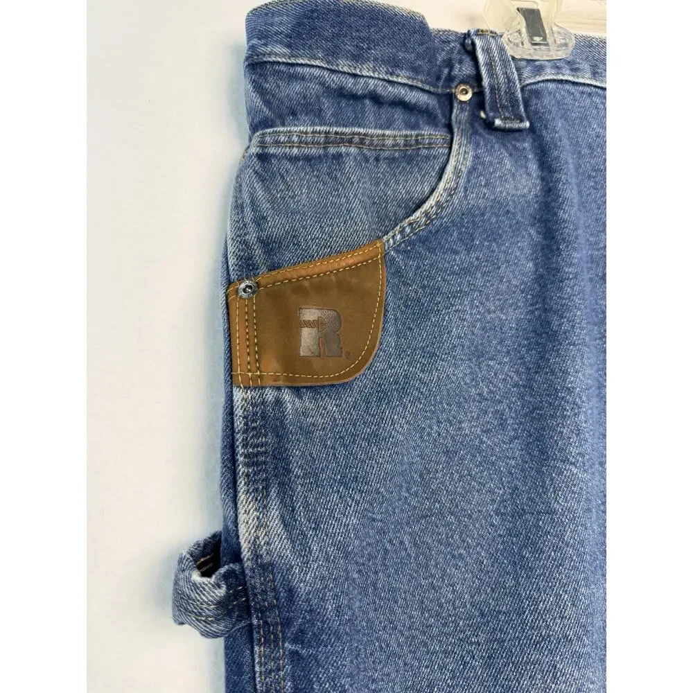 Wrangler Riggs Workwear Jeans Mens 50X30 Blue Denim Relaxed Carpenter Streetwear